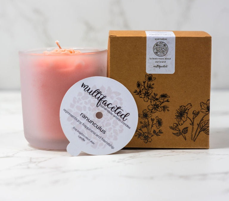 Ranunculus Flower Top Candle - Eco-Friendly