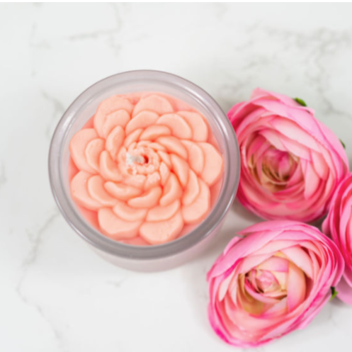 Ranunculus Flower Top Candle - Eco-Friendly